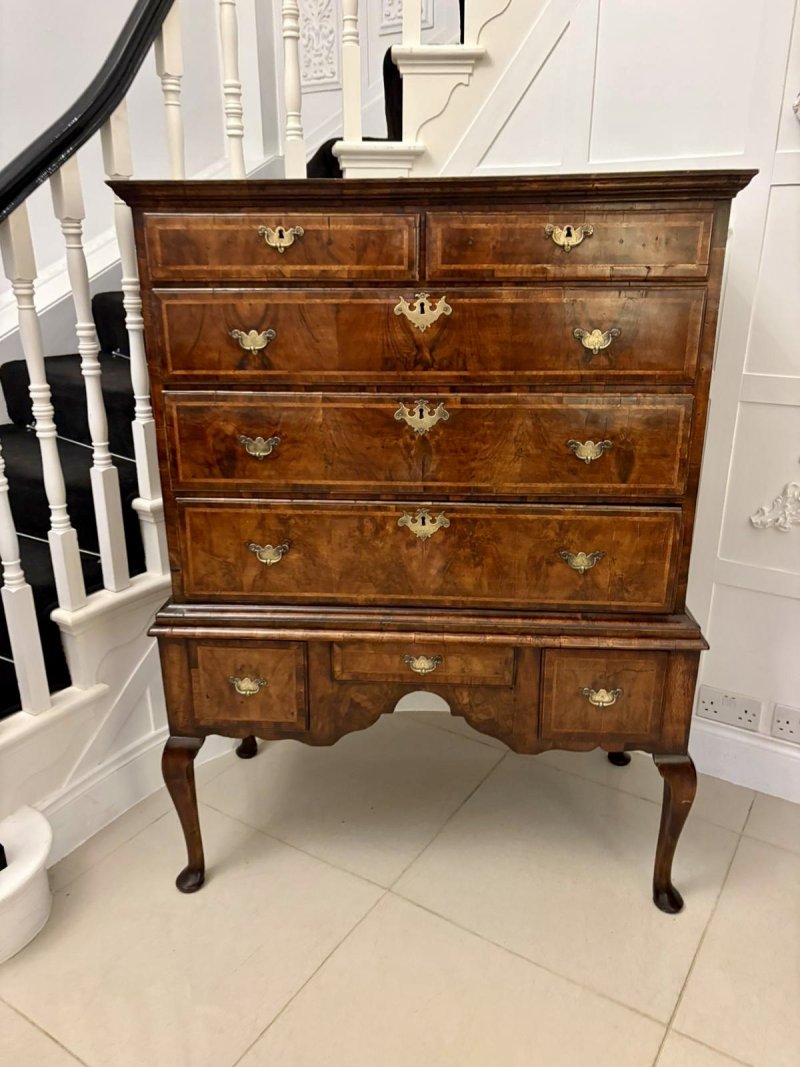 Exceptional Quality Early 18th Century Antique George I Walnut Chest on Stand